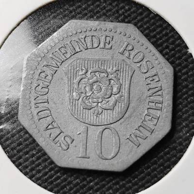 KK钱币收藏小铺  第397期 百期特怕（四拍之一） 2月预留时间 周末发货 -  ND(1917) 德紧罗森海姆市 10芬尼锌币