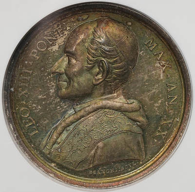 修遠堂世界钱币第105期，马年首拍 - NGC MS62 1897年梵蒂冈高浮雕大银章