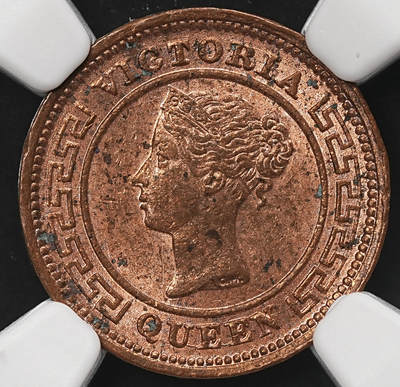 修遠堂世界钱币第105期，马年首拍 - NGC MS63RB 1890年英属锡兰1/4分铜币