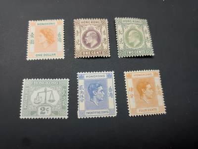 博彦收藏   2月28日 8点邮票专场 全场包邮 - 香港 早期普票新票6枚 上品