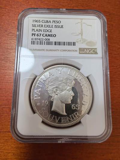 长老汇蛇年精选第一百场拍卖 - 1965 古巴流亡政府发行1比索精制光边银币，NGC PF67CAMEO，大名誉品，N盒唯一记录
