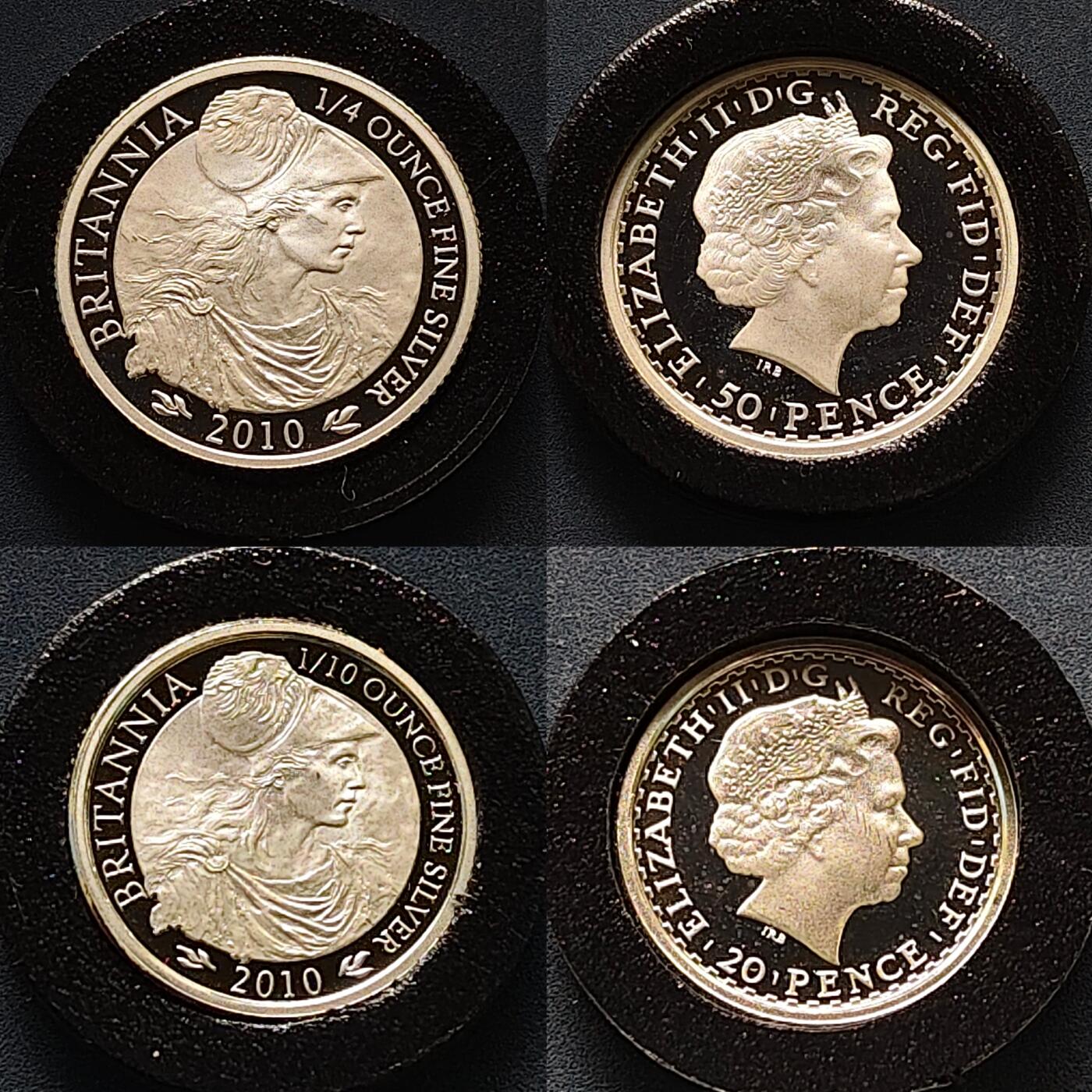 【全场包邮】纯粹捡漏拍503场 【少见】英国2010年不列颠尼亚女神精制4枚全银套币【40毫米32.45克92.5%+27毫米16.22克92.5%+22毫米8.31克92.5%+16.5毫米3.24克92.5%】-盒证全-量3500