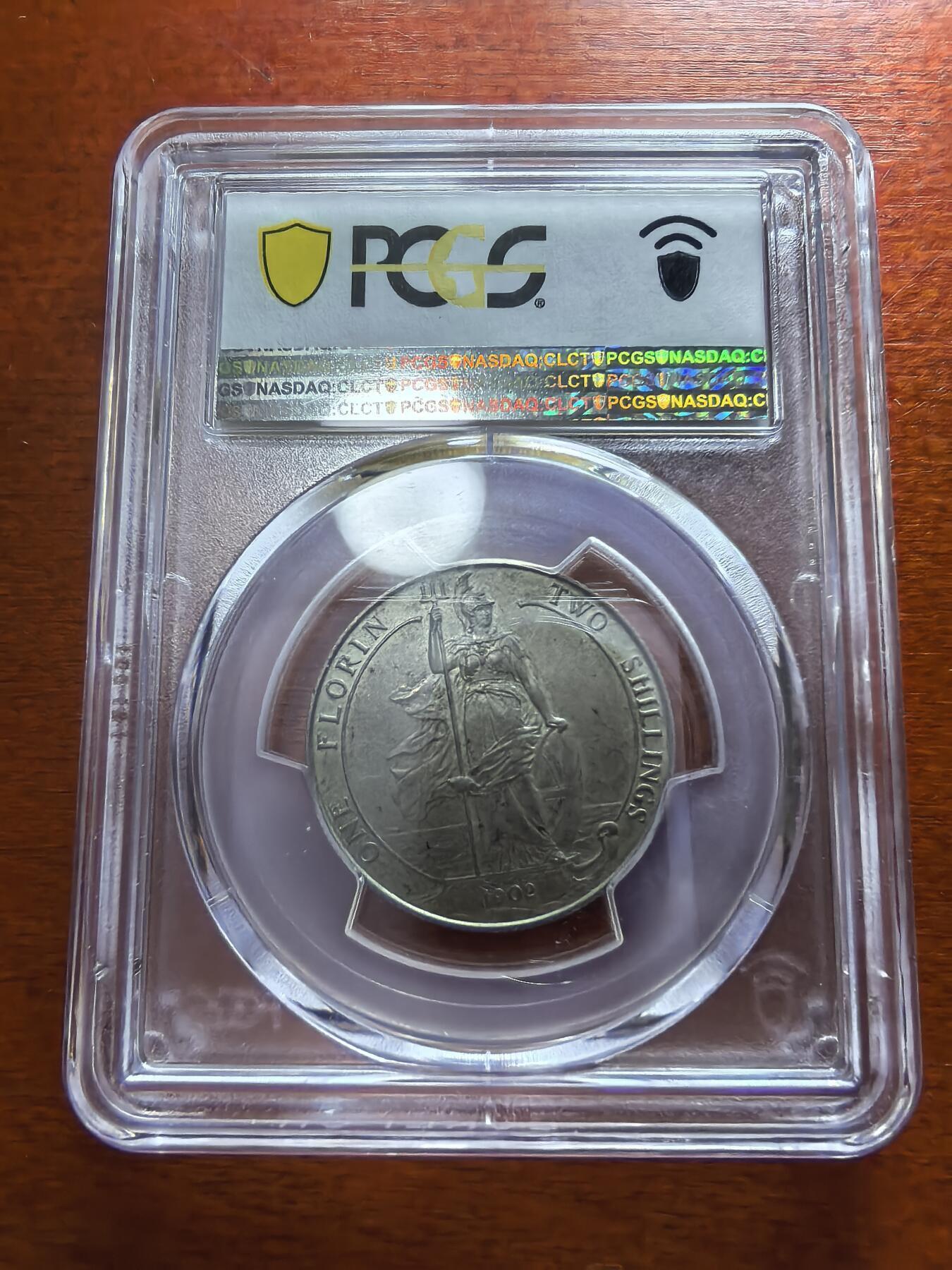 长老汇蛇年精选第一百场拍卖 1902 英国爱德华七世海神2先令精制磨砂银币，PCGS PR63MATTE，英系收藏必备