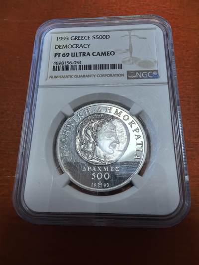 长老汇蛇年精选第一百场拍卖 - 1993希腊民主2500周年500德拉克马精制银币，NGC PF69UC，更高3枚