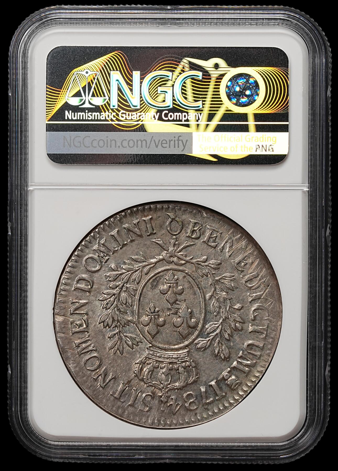 修遠堂世界钱币第105期，马年首拍 NGC AU53 1784年法国1埃居大银币，Q厂铭