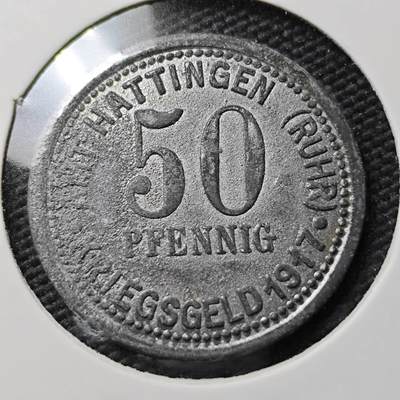 KK钱币收藏小铺  第397期 百期特怕（四拍之一） 2月预留时间 周末发货 -  1917 德紧哈廷根 50芬尼锌币