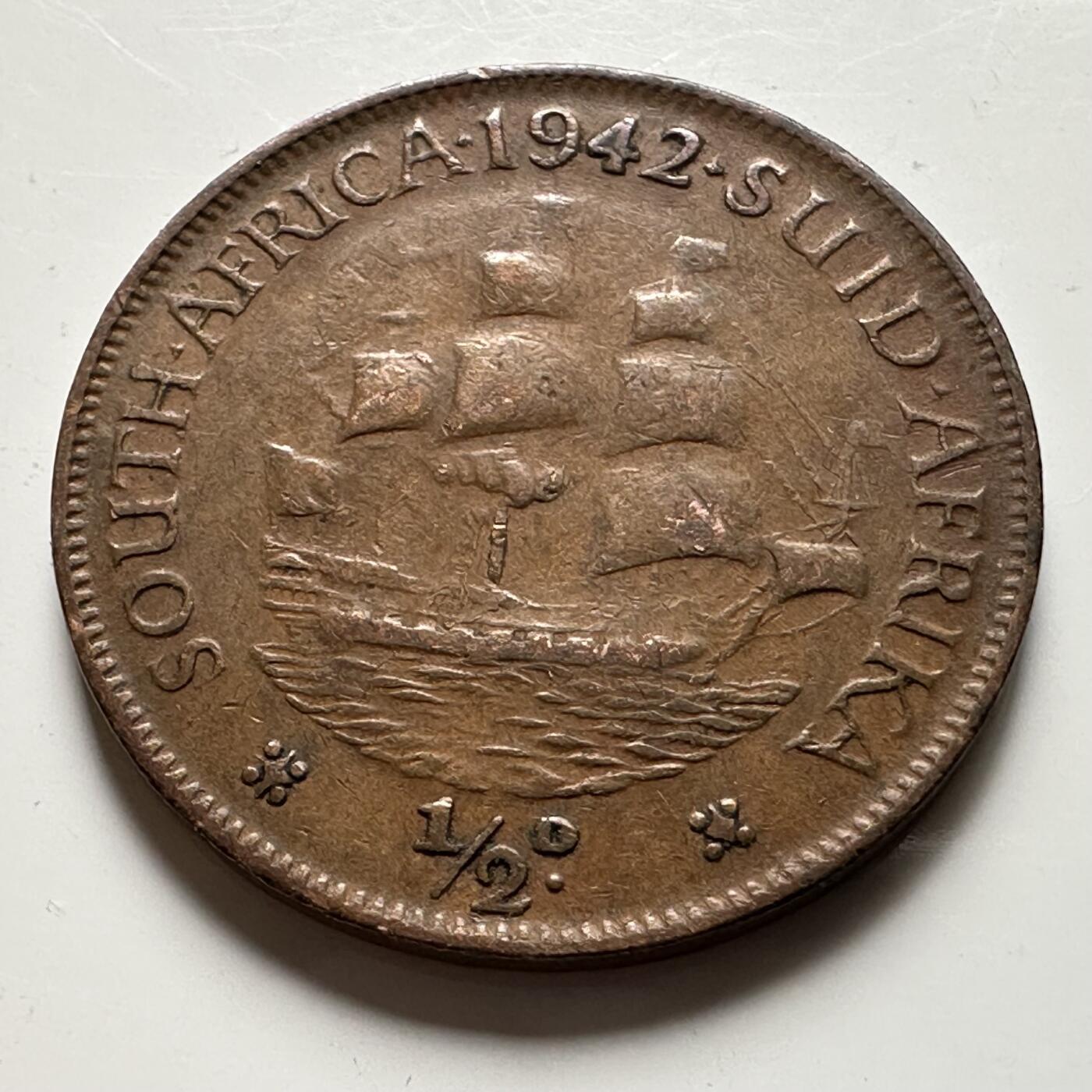 🌹外币初藏🌹🐯2026年第19场 快递已停，正月十五后再发 英属南非1942年1/2便士