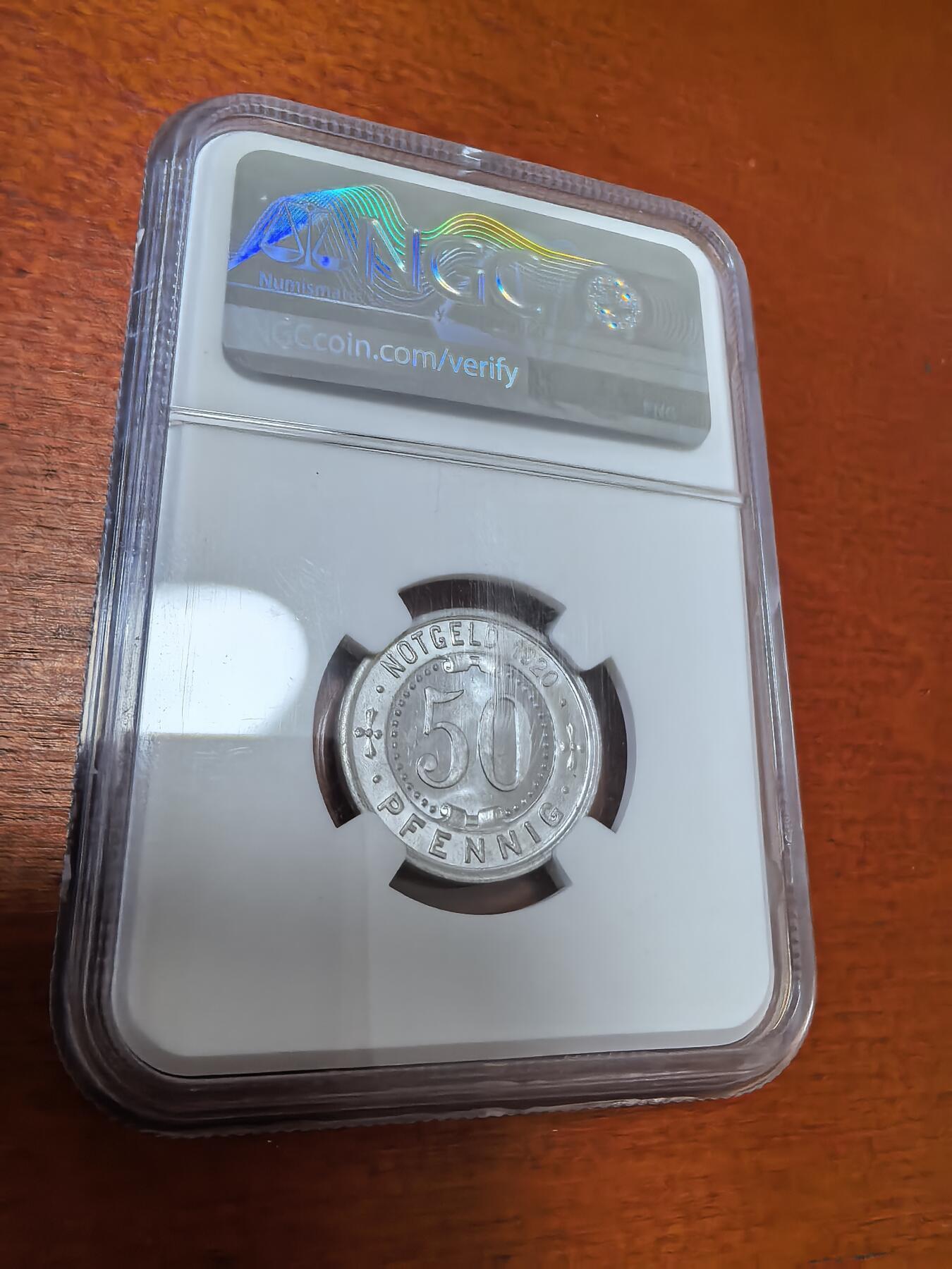 长老汇蛇年精选第一百场拍卖 1920德紧门登洞熊50芬尼铝币，NGC MS65分，季军，更高6枚，名誉品