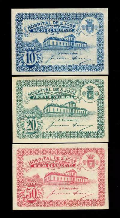 2月11号晚上8点 外国纸币自动截拍第24场 - 葡萄牙 圣乔治医院 1930年10,20,50分 全新一套