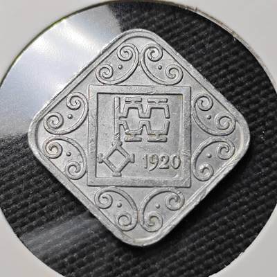 KK钱币收藏小铺  第397期 百期特怕（四拍之一） 2月预留时间 周末发货 - 1920 德紧索斯特 5芬尼菱形铝币 