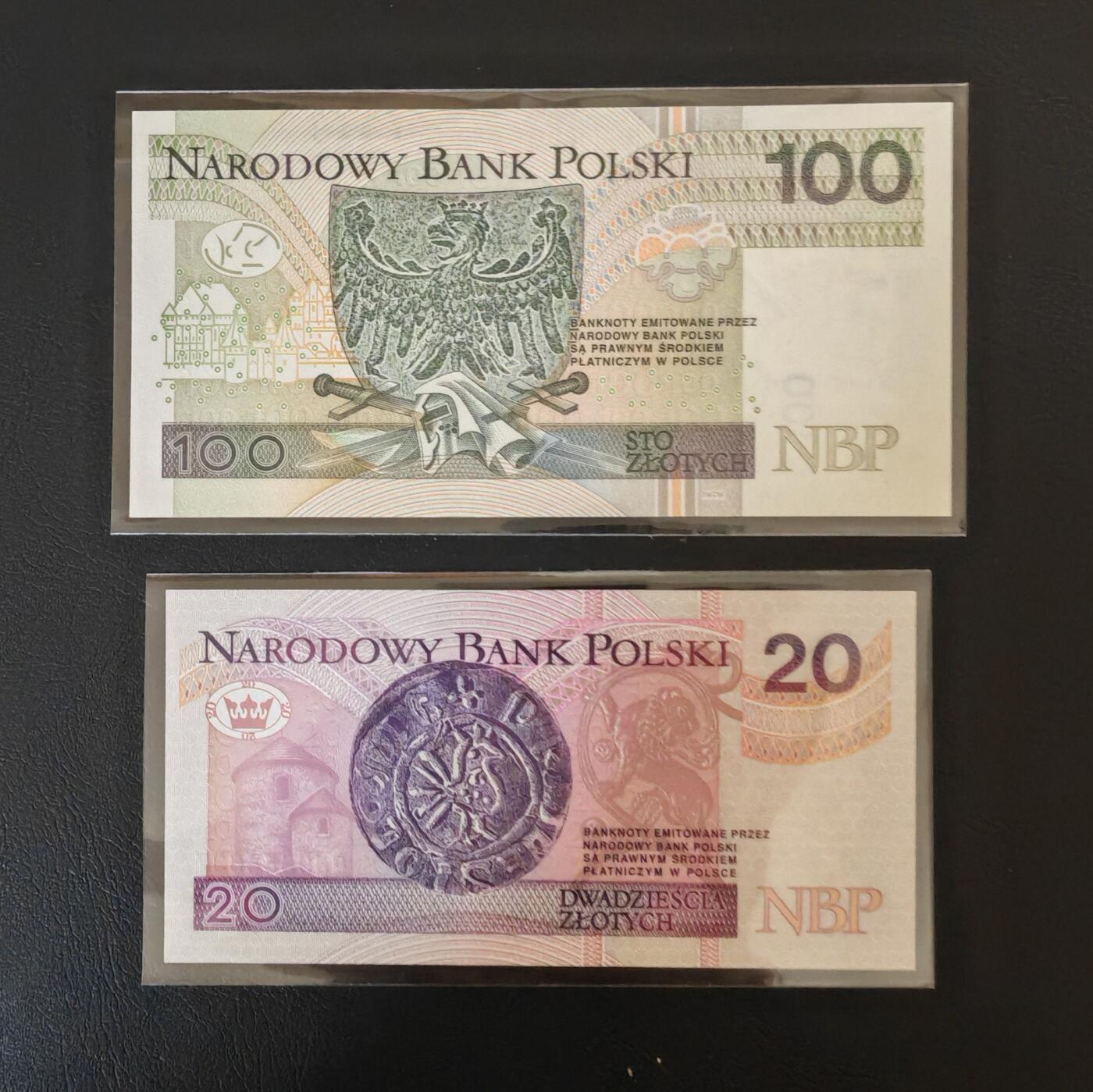 【礼羽收藏】🌏世界钱币拍卖第124期 （一组2张）【UNC】欧洲 波兰 1994年 20.100