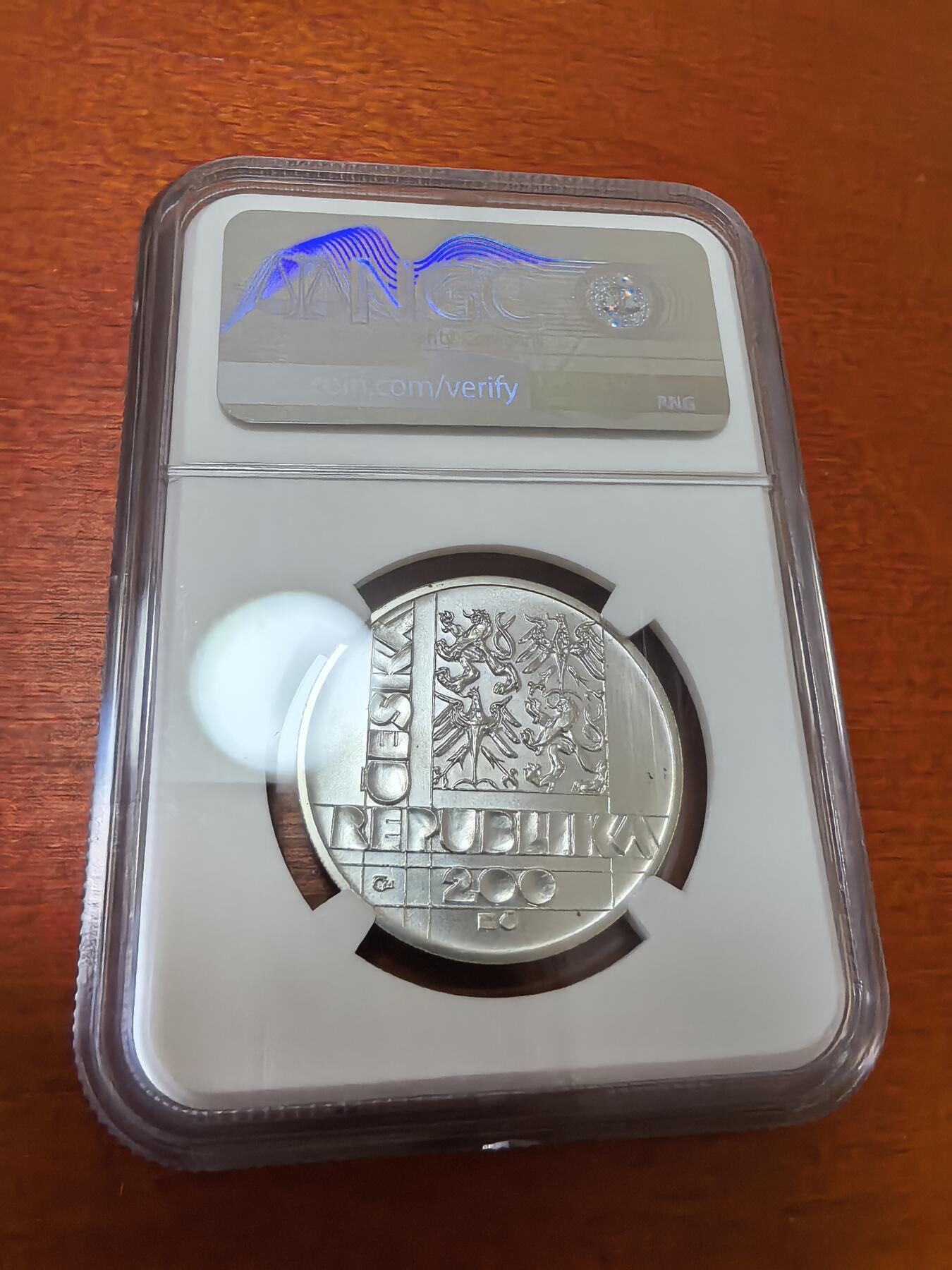 长老汇蛇年精选第一百场拍卖 1999 捷克布尔诺科技大学百周年纪念200克朗银币，NGC MS67，唯一冠军，16579枚，其中1000多被熔毁，冠军分基本2000元以上