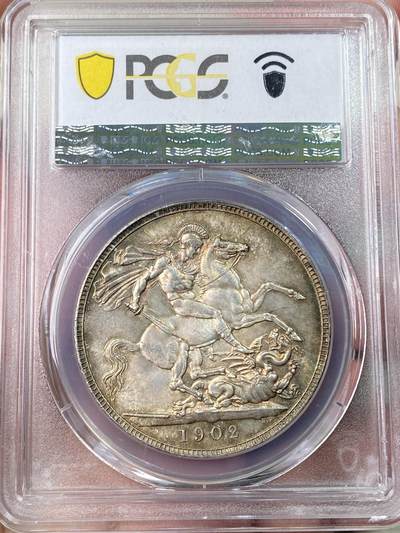 万国钱币拍卖第061期（马年首拍） PCGS MS63 1902英国爱德华七世马剑克朗 高分难度大于精制的流通品种 车轮转光底板在油画般的英伦五彩包浆加持下更添魅力