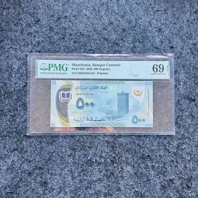 🇨🇳🇺🇳¥ ¥2026🐎新年塑料钞评级钞 - 毛里塔尼亚2020年500乌吉亚，狮子号5555，(D6235555AD)