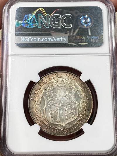 万国钱币拍卖第061期（马年首拍） NGC MS63 1902年英国爱德华七世半克朗 油润香槟彩环绕邮票光泽原味状态