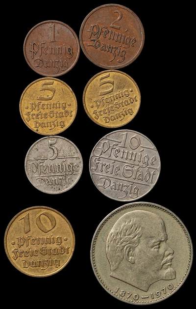 修遠堂世界钱币第105期，马年首拍 - 但泽自由市钱币一组，含一枚苏联