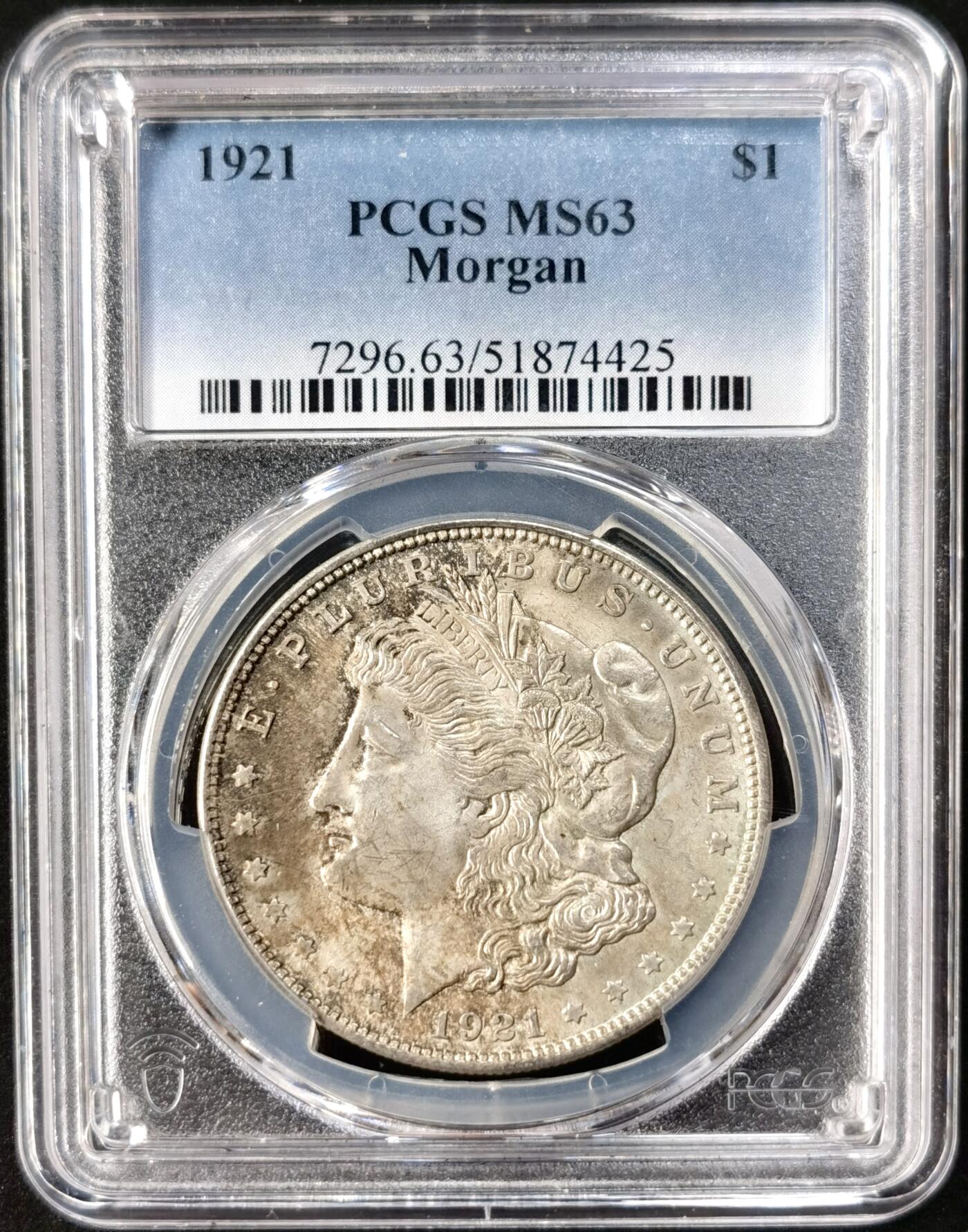 “福币呈祥”新年甄品场（直播拍卖）甄臻铺-世界币章拍卖（第50期），送拍享返佣金等优惠多多 PCGS MS63 1921年美国摩根一美元银币 包浆美品