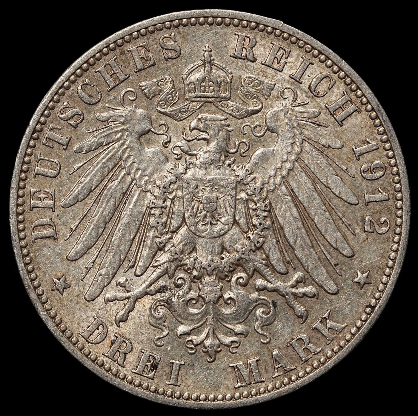 修遠堂世界钱币第105期，马年首拍 1912年萨克森3马克银币