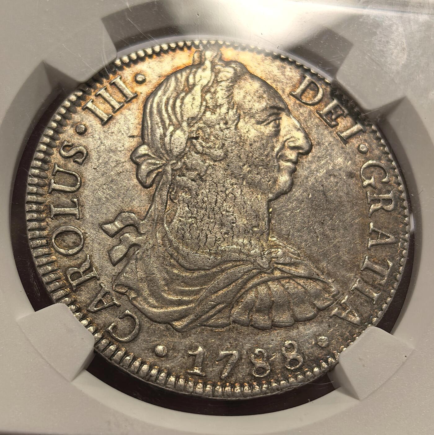 博洋堂蛇年收官专场暨第161期（全场包邮） NGC AU58 西属墨西哥1788年MO FM卡三双柱，原味包浆，细节清晰，西属好品国际已全线起飞，58性价比高