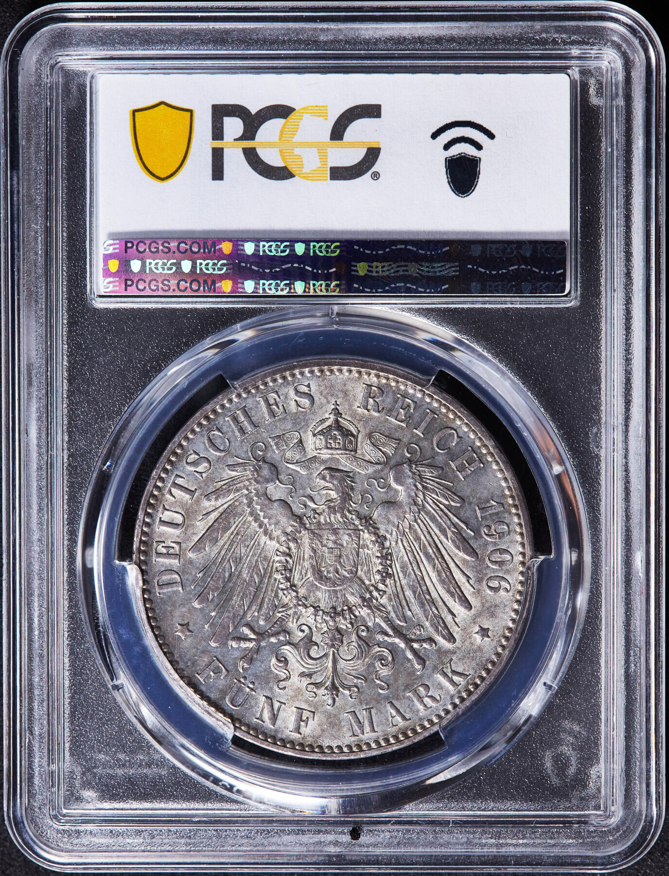 【俄甄集藏】马年新春第一拍 2026年(048)02-25星期三 晚 19:30 全场包邮 德国不莱梅1906年J版5马克大银币，PCGS MS64，原味转光品相