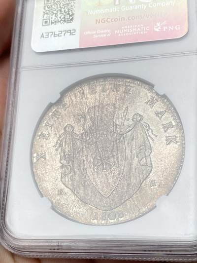 万国钱币拍卖第061期（马年首拍） NGC MS62 1808年德国法兰克福莱茵联邦公爵卡尔·西奥多尔·冯·达尔贝格窗帘大泰勒 NGC亚军分更高分仅一枚 高难罕见品种 顶级转光原味倒影包浆 收藏级状态