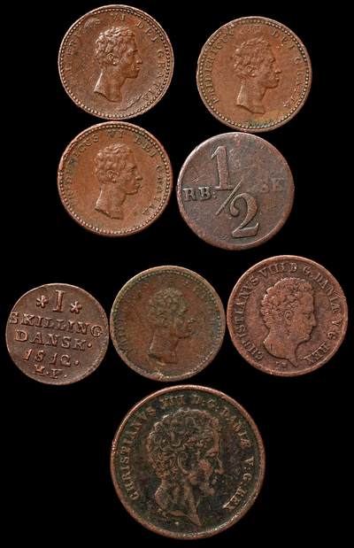 修遠堂世界钱币第105期，马年首拍 - 19世纪丹麦旧铜币，第三组