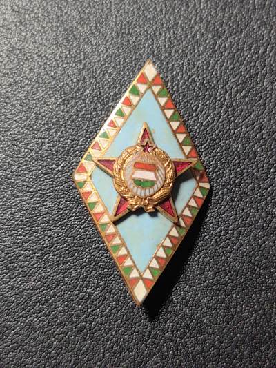 靖甫拍卖第四场 - 匈牙利人民军高等军事学院校徽证章 铜珐琅