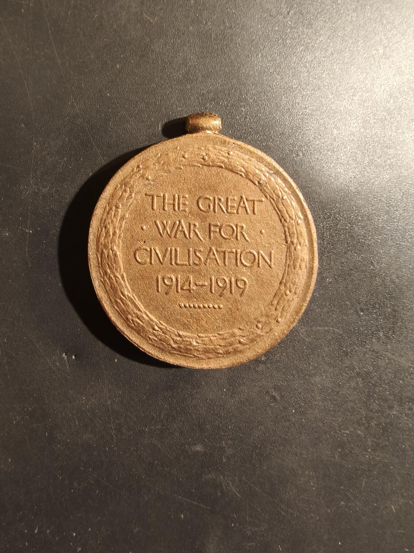 老王徽章第182期 英国一战胜利奖章    无绶带 边铭被擦