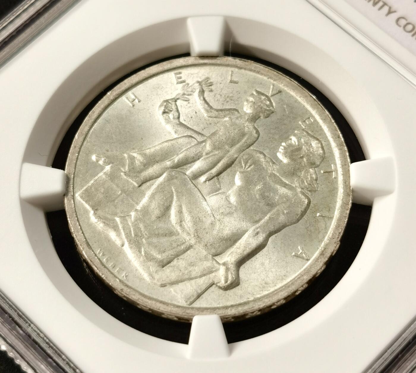 “福币呈祥”新年甄品场（直播拍卖）甄臻铺-世界币章拍卖（第50期），送拍享返佣金等优惠多多 NGC-MS65 1948B瑞士5法郎银币宪法百年