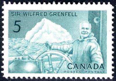 洪涛臻品批发群 精选邮票限时拍卖第1254期  - 加拿大1965年 威尔弗雷德·格伦费尔爵士(作家 医学传教士 格伦费尔使命创始人)诞生百年 1全新, 精美雕刻版, 原胶全品