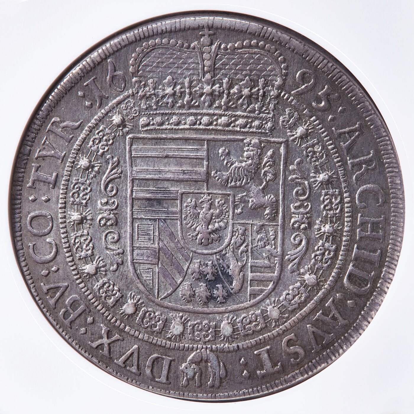 【俄甄集藏】马年新春第一拍 2026年(048)02-25星期三 晚 19:30 全场包邮 神圣罗马帝国-奥地利1695年利奥波德一世IAK版大波浪1泰勒大银币，NGC AU55，胡尔造币厂，酱彩包浆