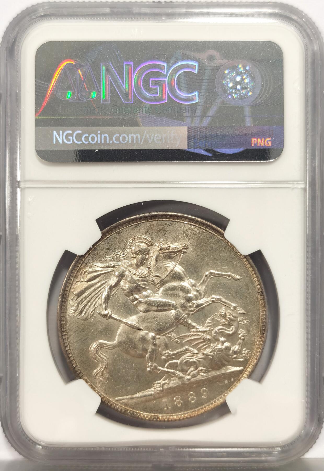 博洋堂蛇年收官专场暨第161期（全场包邮） NGC MS62 英国1889年维多利亚马剑1克朗银币 细节出众 双面转光饱满