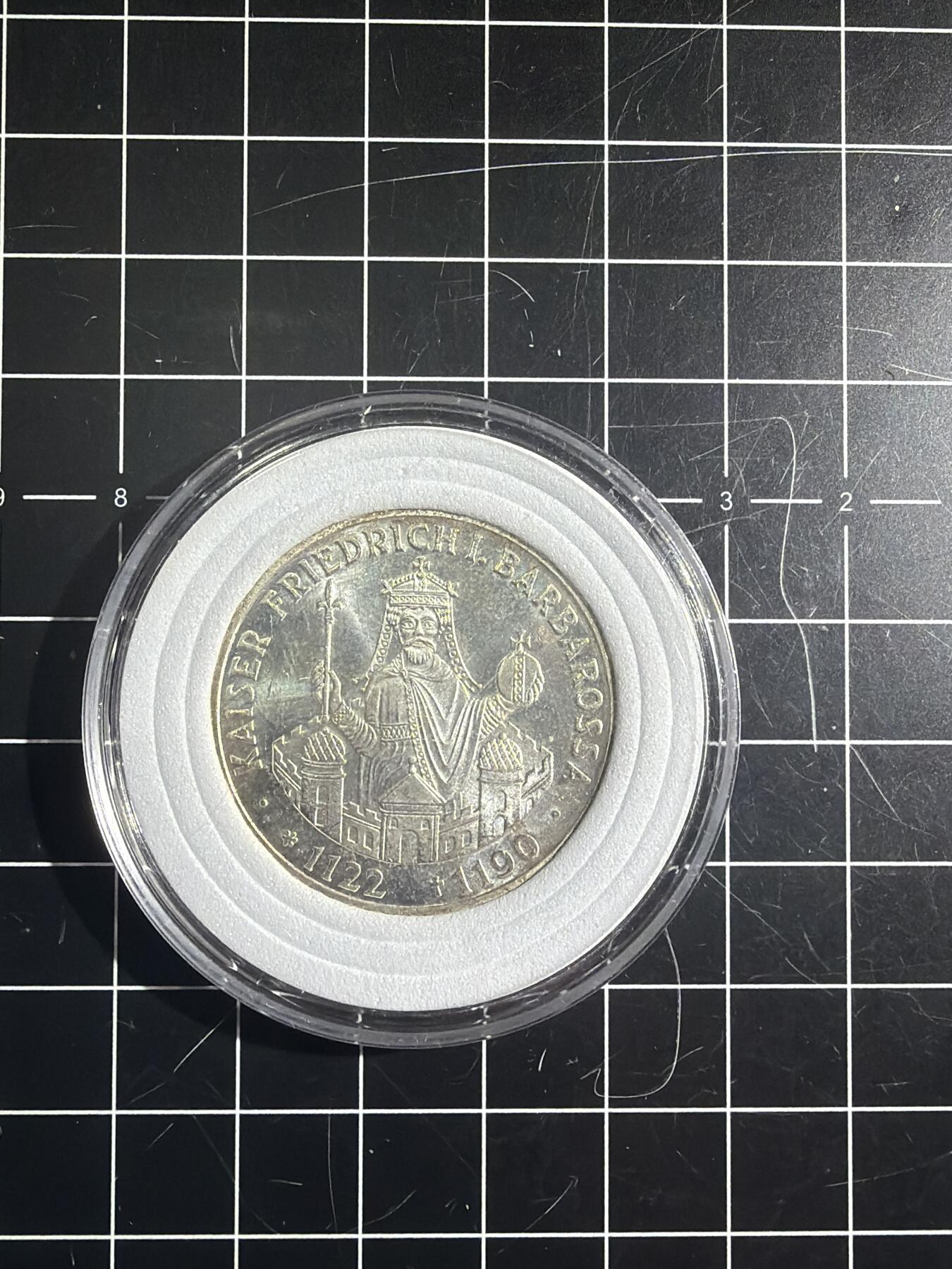 古冰库章牌勋赏收藏54场拍卖 德国1990年腓特烈一世逝世900周年10马克纪念银币 含9.5克银