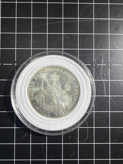 古冰库章牌勋赏收藏54场拍卖 - 德国1990年腓特烈一世逝世900周年10马克纪念银币 含9.5克银