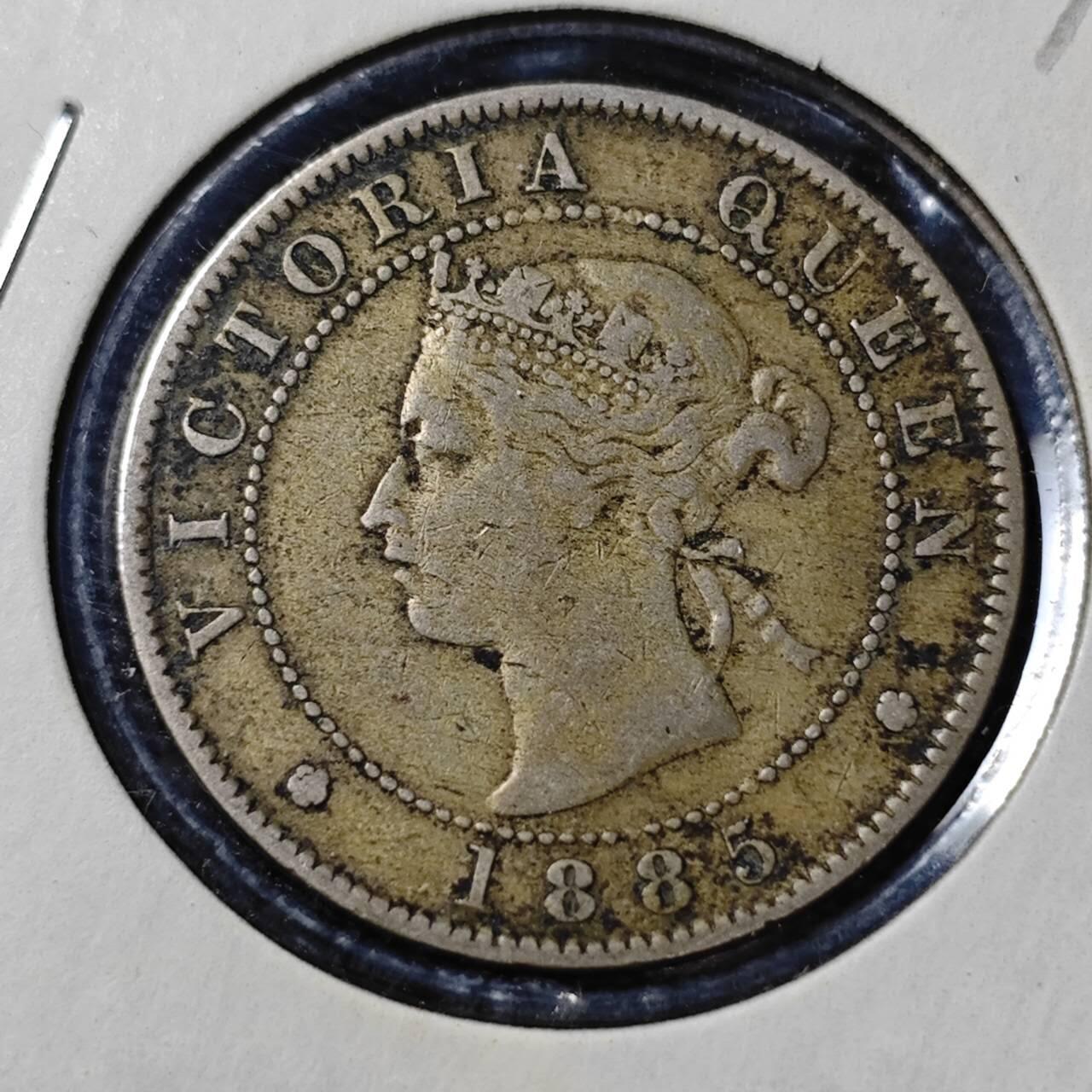 KK钱币收藏小铺  第398期 百期特拍（四拍之二） 2月预留时间 周末发货  1885英属牙买加 维多利亚女王1/2便士镍币