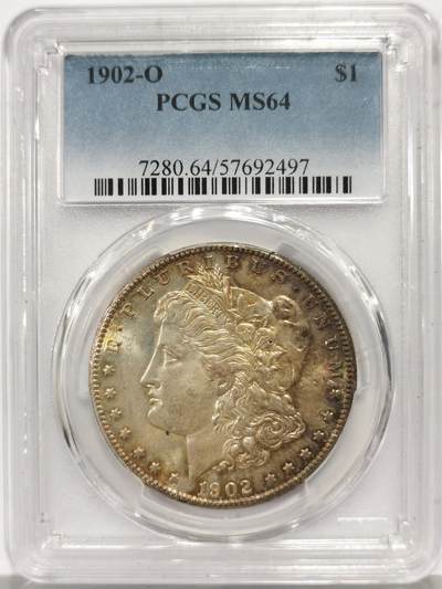 博洋堂蛇年收官专场暨第161期（全场包邮） - PCGS MS65 美国1902-O摩根大银币，车轮转光带彩
