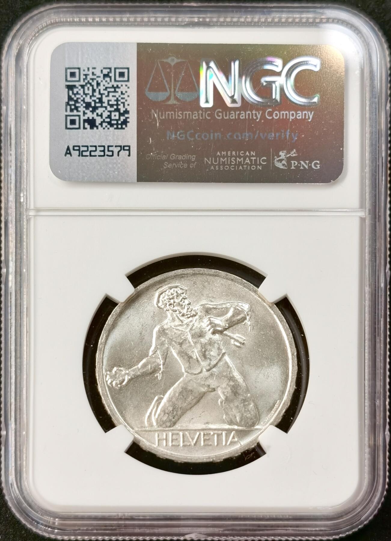 “福币呈祥”新年甄品场（直播拍卖）甄臻铺-世界币章拍卖（第50期），送拍享返佣金等优惠多多 NGC-MS65 1944B瑞士6法郎银币雅各布战役500周年