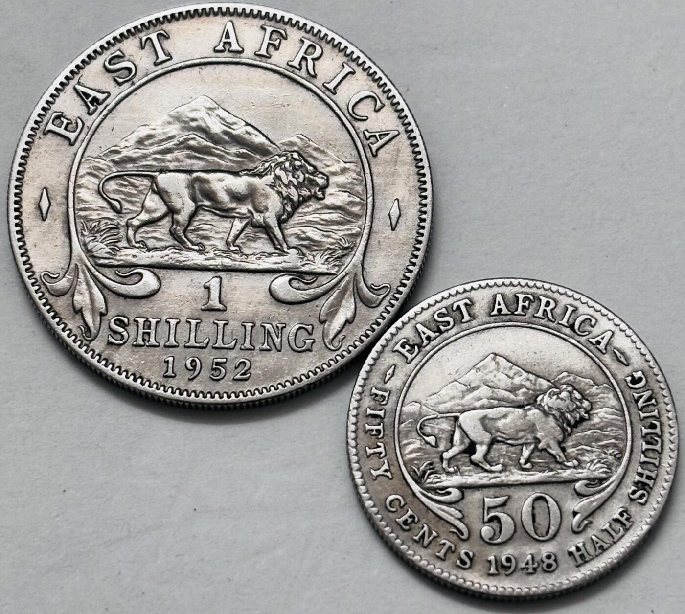 【金马踏春，泉马奔腾】2026 年新年贺岁场，（定于年初五接财神截拍）祝各位老板马到成功，马上有钱，愿岁岁平安喜乐顺遂 原光好品 1948/1952 年英属东非乔治五世 50 分，1 先令