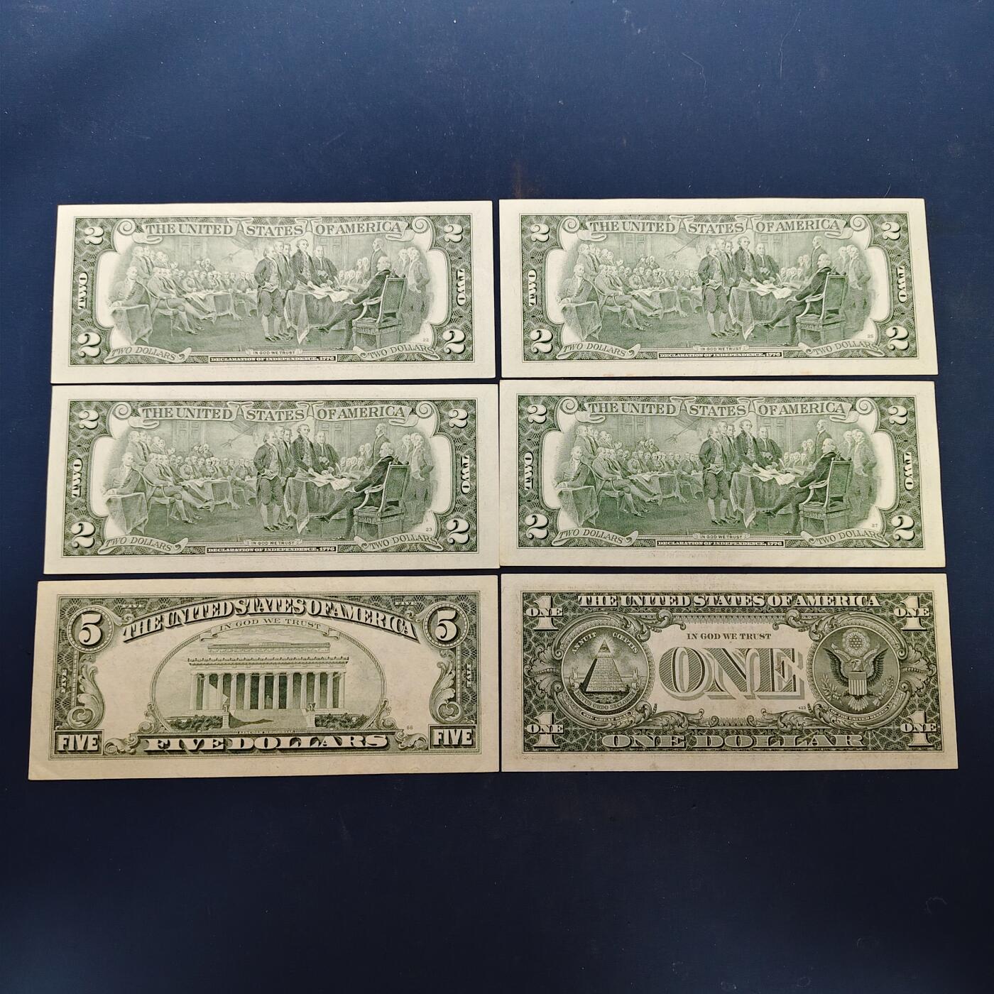 【全场包邮】纯粹捡漏拍502场 【纸钞】美国纸钞6枚一组（面值14美元）