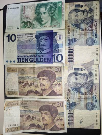 春节钱币瓷器清货捡漏拍场 - 德国 法国 意大利 荷兰纸币一组6张 品相如图