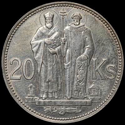 修遠堂世界钱币第105期，马年首拍 - 1941年斯洛伐克共和国 20 克朗纪念银币，15g，含银50%