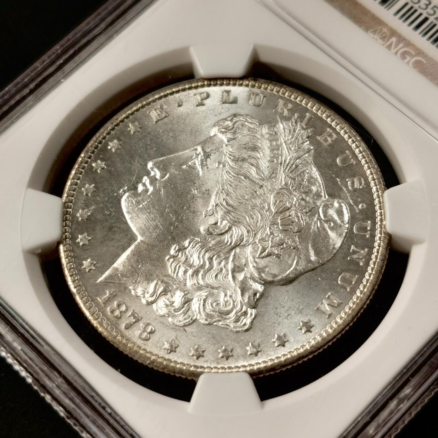 “福币呈祥”新年甄品场（直播拍卖）甄臻铺-世界币章拍卖（第50期），送拍享返佣金等优惠多多 NGC-MS64 美国 1878年S  摩根1美元 首发摩根年份 银光闪闪 严评 藏友无法忽视的首发年份 硬通货