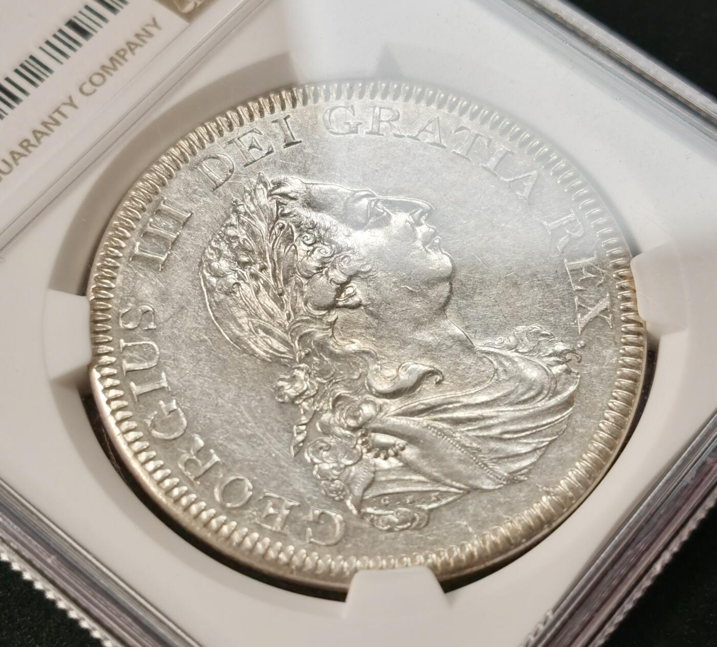 “福币呈祥”新年甄品场（直播拍卖）甄臻铺-世界币章拍卖（第50期），送拍享返佣金等优惠多多 NGC-AU53 英国1804年英格兰银行乔治三世5先令银币，细节很好