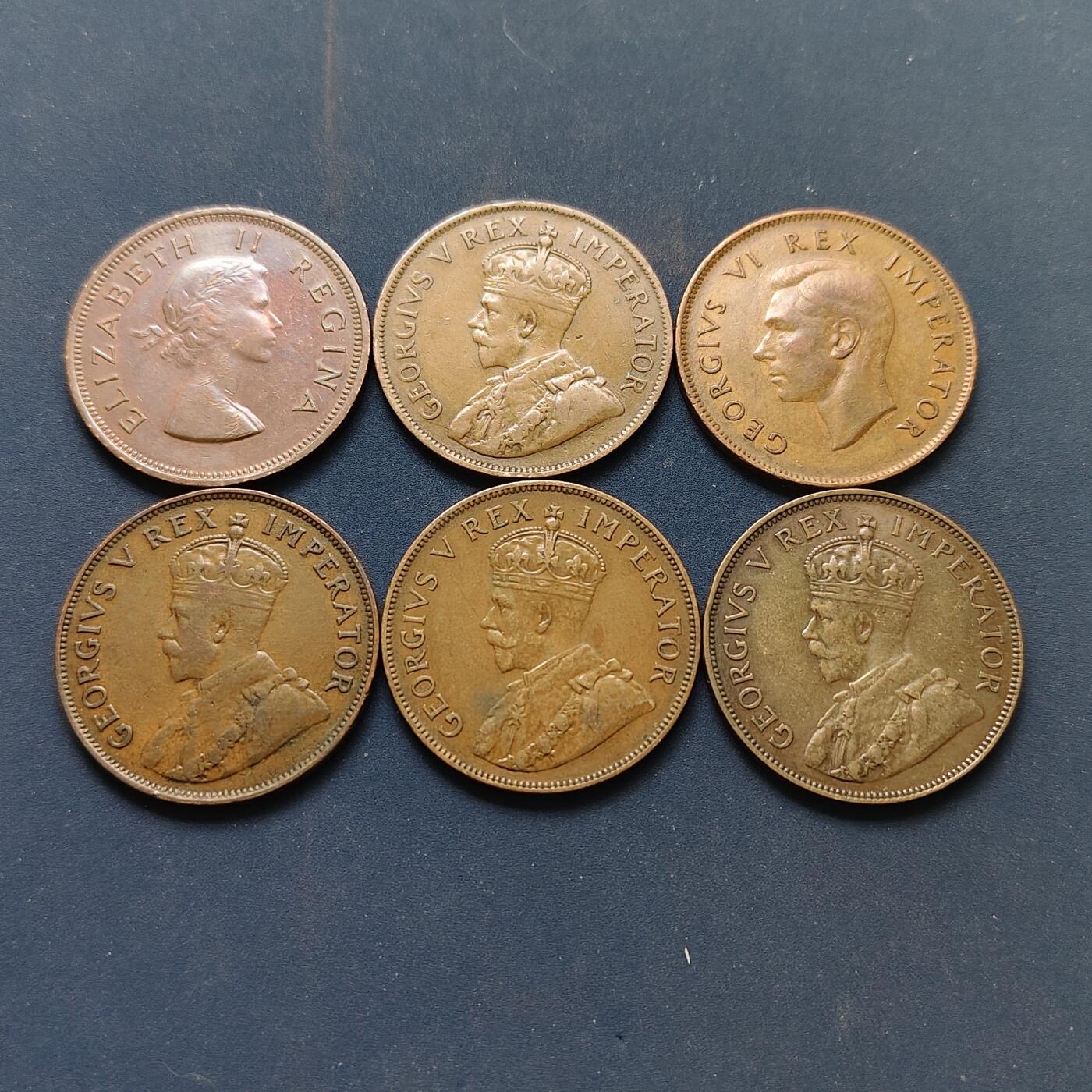 【全场包邮】纯粹捡漏拍502场 南非各年份1便士铜币6枚一组