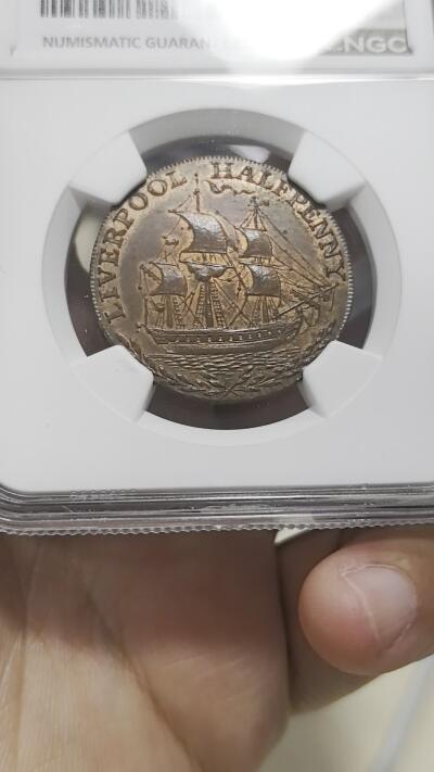 博洋堂蛇年收官专场暨第161期（全场包邮） NGC MS63BN 英国1791年兰开夏郡利物浦市1/2便士token，英国token的名誉品种，之前只拍过55和62分的两个，63的高分首见，机会难得