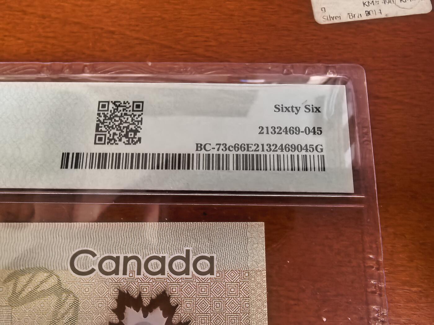 长老汇蛇年精选第一百场拍卖 2011加拿大100加元塑料钞，PMG 66