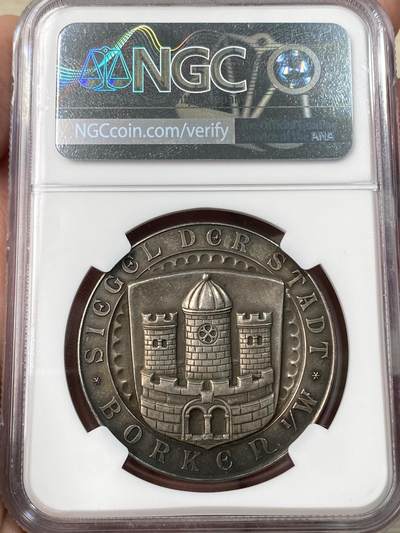 万国钱币拍卖第061期（马年首拍） NGC MS64 1926年德国北莱茵-威斯特法伦州-博尔肯建城700周年银章 博尔肯城市景观和城市盾徽相结合 罕见品种 NGC唯一冠军分 990高银