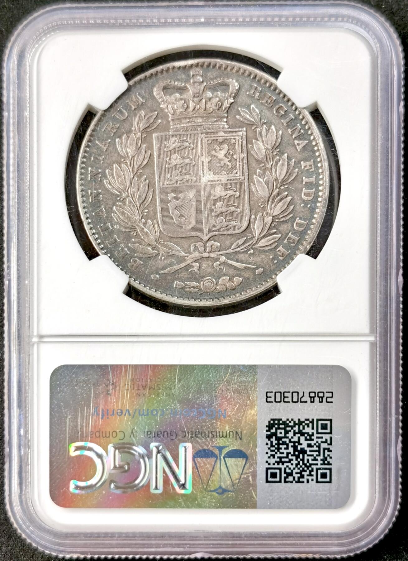 “福币呈祥”新年甄品场（直播拍卖）甄臻铺-世界币章拍卖（第50期），送拍享返佣金等优惠多多 NGC-VFD 英国1845小维克朗 状态还不错  包浆精美 ngc严评 可以再送一次