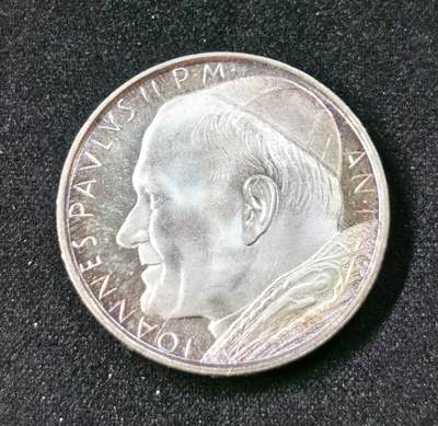 甄臻铺-世界币章拍卖（第51期），送拍享返佣金等优惠多多 - 梵蒂冈1979年发行的500里拉纪念银币，教皇约翰·保罗二世（Ioannes Paulus II）