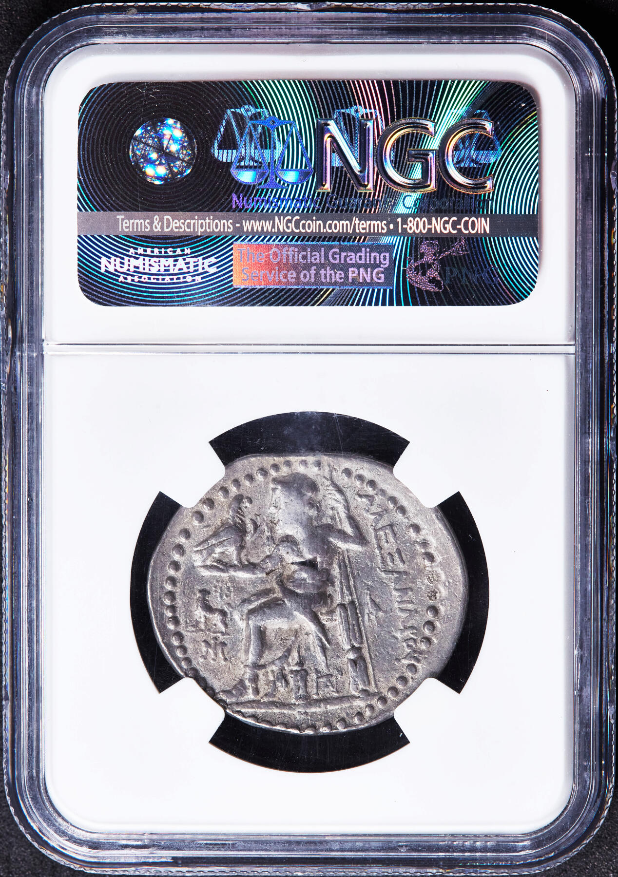 【俄甄集藏】马年新春第一拍 2026年(048)02-25星期三 晚 19:30 全场包邮 古希腊爱奥尼亚地区米利都城亚历山大三世公元前3世纪晚期至2世纪早期四德拉克马大力神银币，NGC Ch VF(Str 4/5, Sur 3/5)，米利都城邦打制，正面大力神赫拉克勒斯狮皮盔面右像，背面宙斯托鹰面左坐像，稀有版式